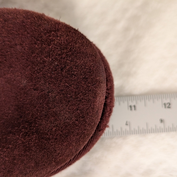 Ugg Women's Mini Fluff Shearling Belted Booties Burgundy Black Trim - Picture 9 of 16